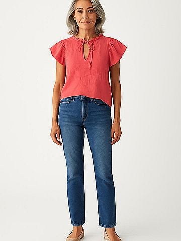 Marc New York Andrew Marc Short Sleeve Blouse (view 2)