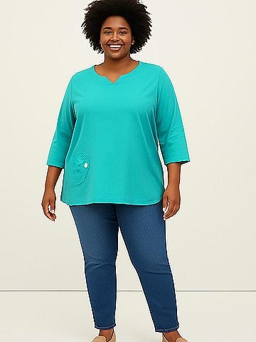 Palm Grove 3/4 Sleeve Top (view 2)