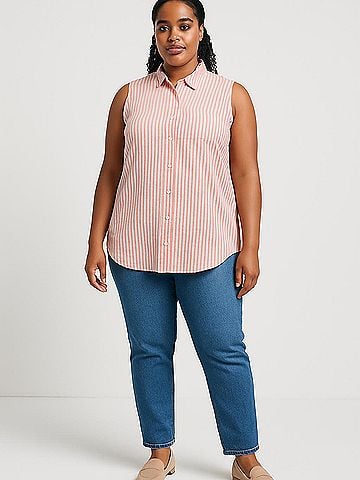 Velvet Heart Sleeveless Button-Down Shirt (view 2)