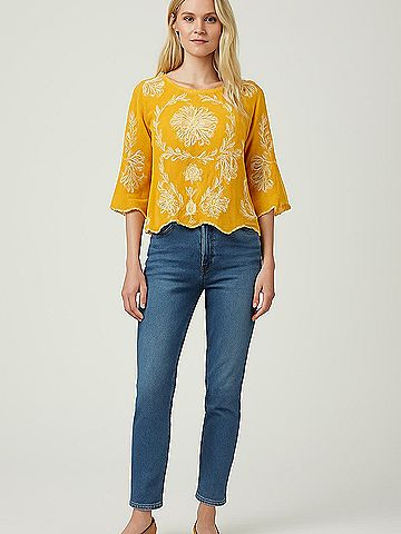 Solitaire 3/4 Sleeve Blouse (view 2)