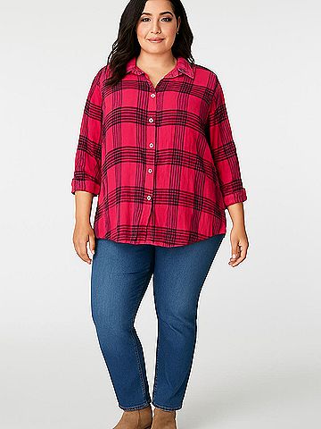 Soft Surroundings 3/4 Sleeve Button-Down Shirt (view 2)