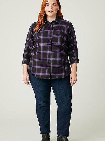 HOTOUCH 3/4 Sleeve Button-Down Shirt (view 2)