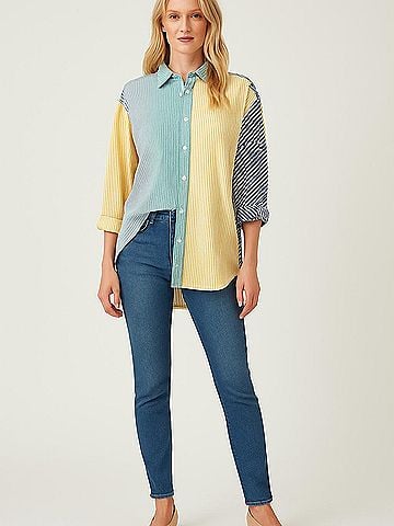 Solid & Striped 3/4 Sleeve Button-Down Shirt (view 2)
