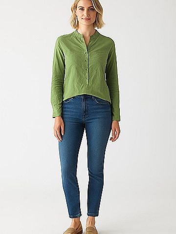 Equipment Long Sleeve Silk Top (view 2)