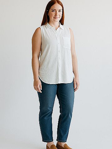 Velvet Heart Sleeveless Button-Down Shirt (view 2)