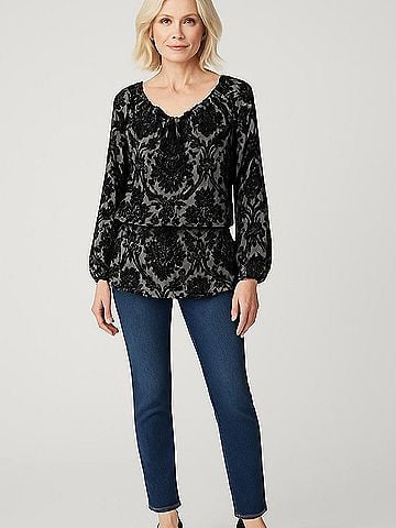 Hale Bob Long Sleeve Silk Top (view 2)