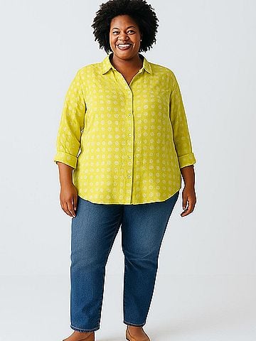Velvet Heart 3/4 Sleeve Button-Down Shirt (view 2)