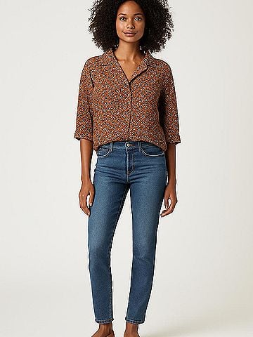 Porridge 3/4 Sleeve Button-Down Shirt (view 2)