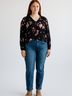 A.L.C. 100% Silk Floral Black Long Sleeve Silk Top Size 14 - photo 2