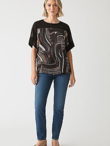 Lafayette 148 New York Short Sleeve Silk Top (view 2)