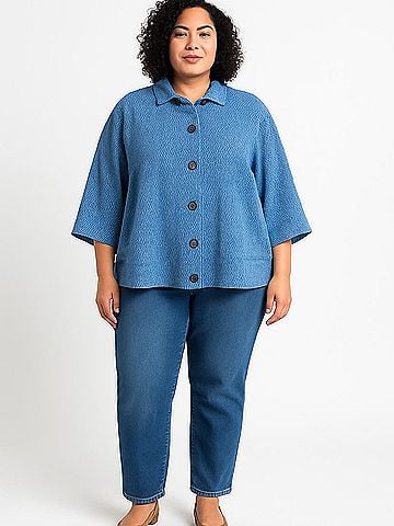 Cj Banks 3/4 Sleeve Button-Down Shirt (view 2)