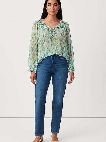 The Fold 3/4 Sleeve Silk Top (view 2)