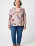 Soho JEANS NEW YORK & COMPANY 100% Polyester Floral Pink Long Sleeve Blouse Size XXL - photo 2