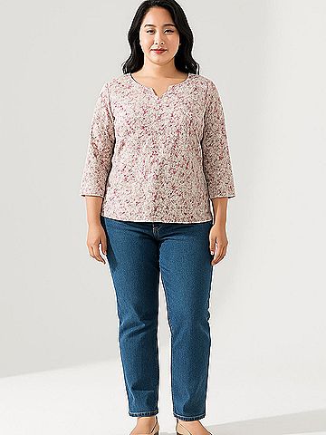 Hearts of Palm Woman 3/4 Sleeve Blouse (view 2)