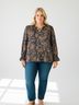 wonderly 100% Rayon Paisley Blue Long Sleeve Blouse Size 2X - photo 2
