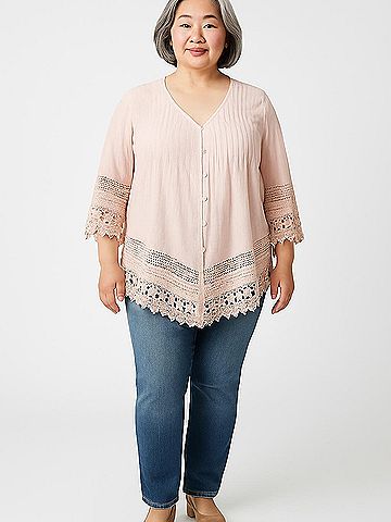 Solitaire 3/4 Sleeve Blouse (view 2)