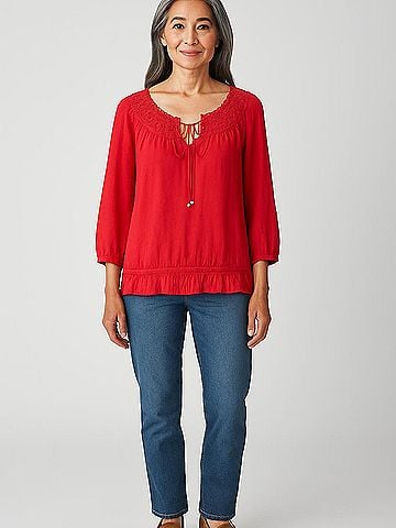 Cable & Gauge 3/4 Sleeve Blouse (view 2)