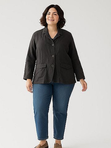 Flax 3/4 Sleeve Button-Down Shirt (view 2)