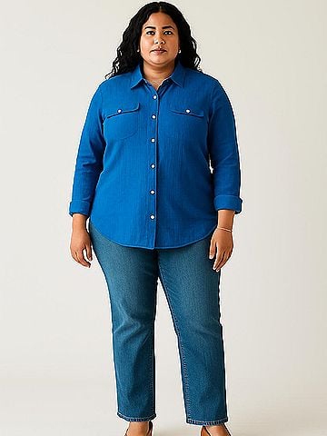 Woman Within 3/4 Sleeve Button-Down Shirt (view 2)