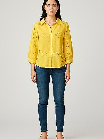 Forever That Girl for Anthropologie 3/4 Sleeve Button-Down Shirt (view 2)