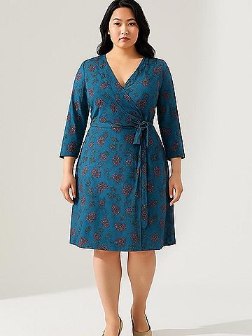 Remade Floral 3/4 Sleeve Wrap Dress (view 2)