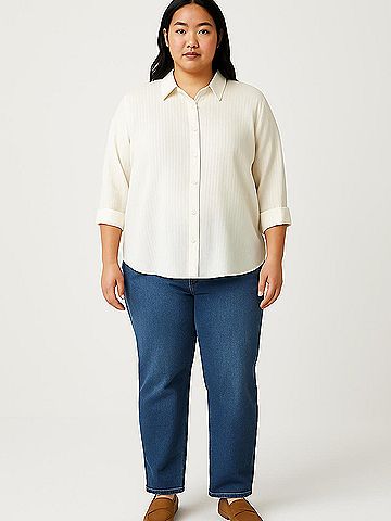 Cj Banks 3/4 Sleeve Button-Down Shirt (view 2)