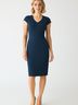 Black Halo Solid Blue Casual Dress Size 6 - photo 2