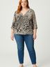 Jennifer Lopez 100% Polyester Animal Print Silver 3/4 Sleeve Blouse Size XL - photo 2