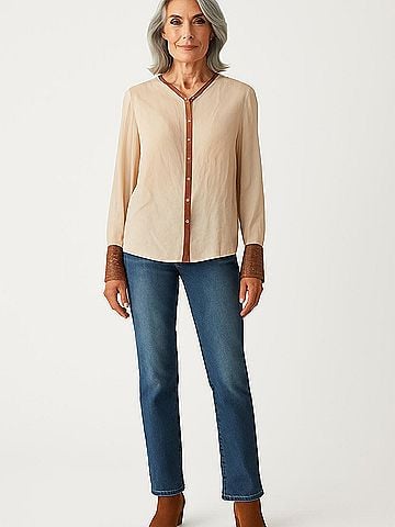 Elizabeth and James Long Sleeve Silk Top (view 2)