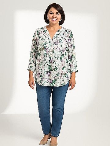 Amour Vert 3/4 Sleeve Silk Top (view 2)