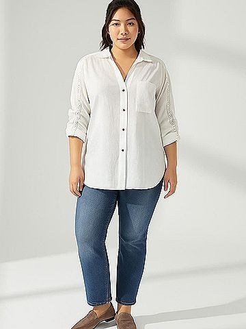 Zara 3/4 Sleeve Button-Down Shirt (view 2)