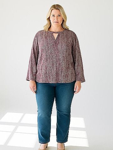 Roz & Ali Long Sleeve Blouse (view 2)
