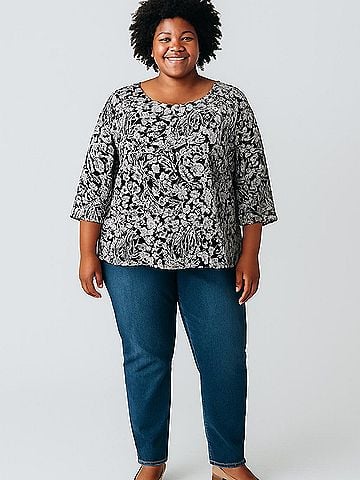 Roz & Ali 3/4 Sleeve Blouse (view 2)