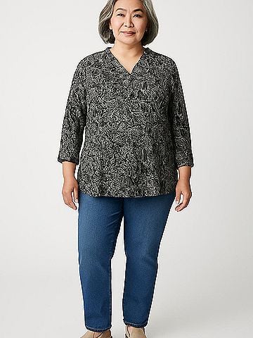 Roz & Ali 3/4 Sleeve Blouse (view 2)