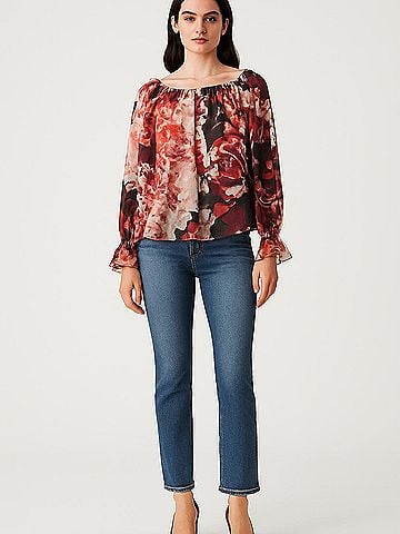 Elizabeth and James 3/4 Sleeve Silk Top (view 2)