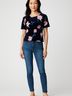 Ann Taylor Factory Floral Blue Black Short Sleeve Top Size XS - photo 2