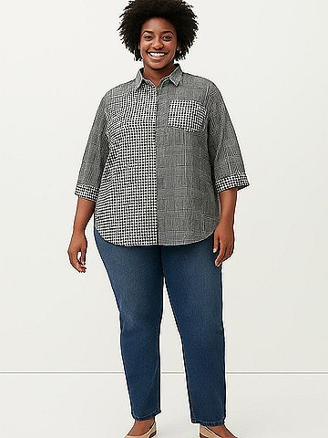 Lands' End 3/4 Sleeve Button-Down Shirt (view 2)