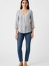 Stradivarius 100% Polyester Stripes Gray 3/4 Sleeve Blouse Size M - photo 2