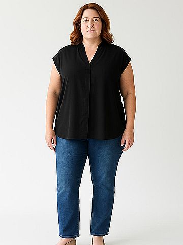 Larry Levine Short Sleeve Blouse (view 2)