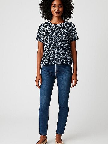 Elizabeth and James Short Sleeve Silk Top (view 2)