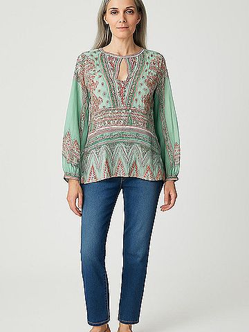 Hale Bob Long Sleeve Silk Top (view 2)