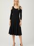 Susan Graver Solid Black Casual Dress Size M - photo 2