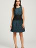 Belle Badgley Mischka Graphic Blue Black Cocktail Dress Size 6 - photo 2