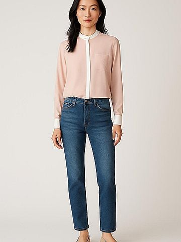 Theory Long Sleeve Silk Top (view 2)