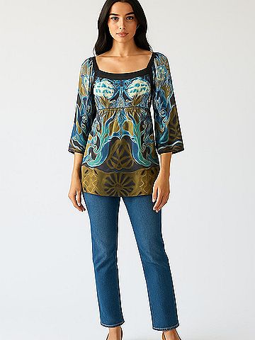 Hale Bob 3/4 Sleeve Silk Top (view 2)