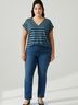 7th Avenue Design Studio New York & Company 100% Polyester Blue Short Sleeve Top Size L - photo 2