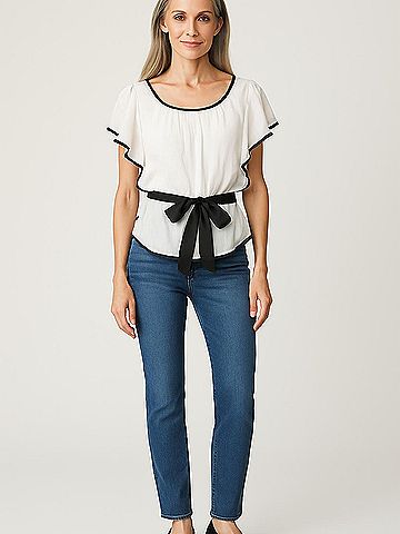 Byer California White Sheer Frilled Sleeveless Blouse (view 2)
