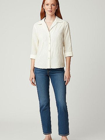 Jones New York Signature 3/4 Sleeve Button-Down Shirt (view 2)