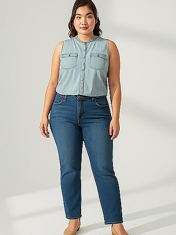 CALVIN KLEIN JEANS Sleeveless Button-Down Shirt (view 2)