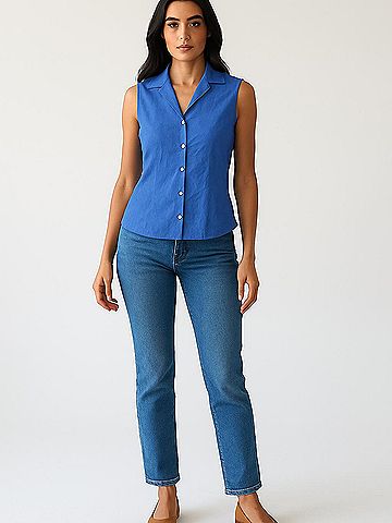 Jones New York Signature Sleeveless Button-Down Shirt (view 2)